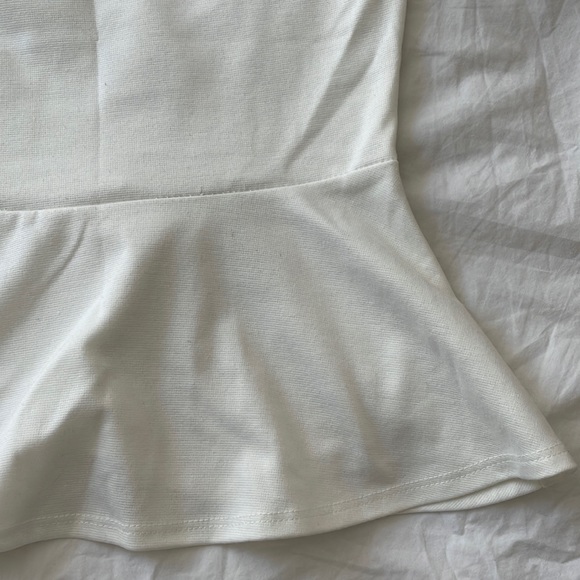 3 for $30 Tops White Peplum Tee - Picture 3 of 8